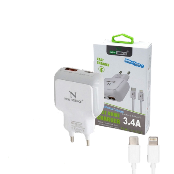 Cargador De Carga Rapida 3.4A + Cable USB Tipo C A iPhone - Piezas Mobile